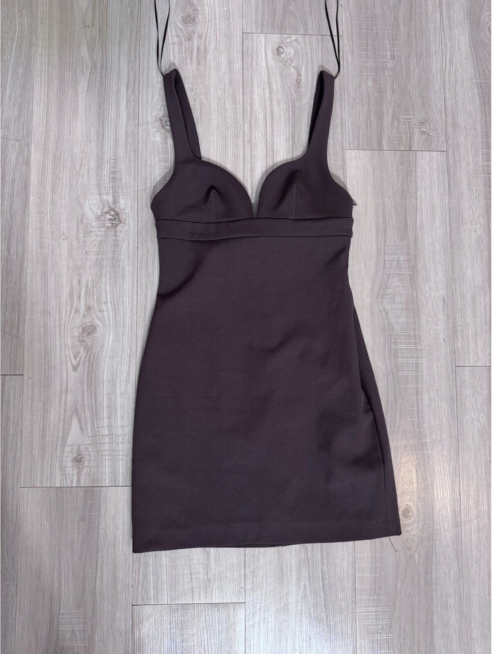 Zara Brown Structured Mini Dress Size S Sleeveless Bodycon Cocktail Party Dress